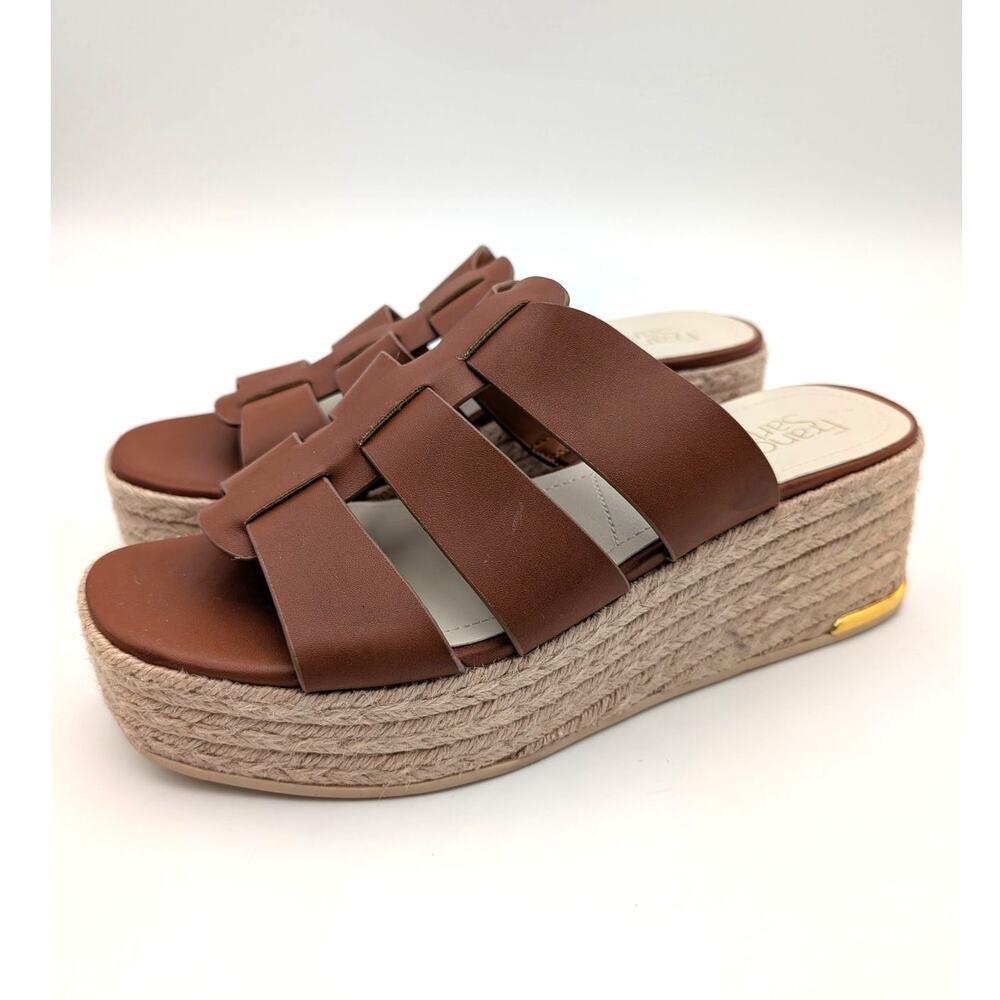 Franco Sarto Tevin Espadrille Platform Sandals Women's Cognac Size US8M EU38.5